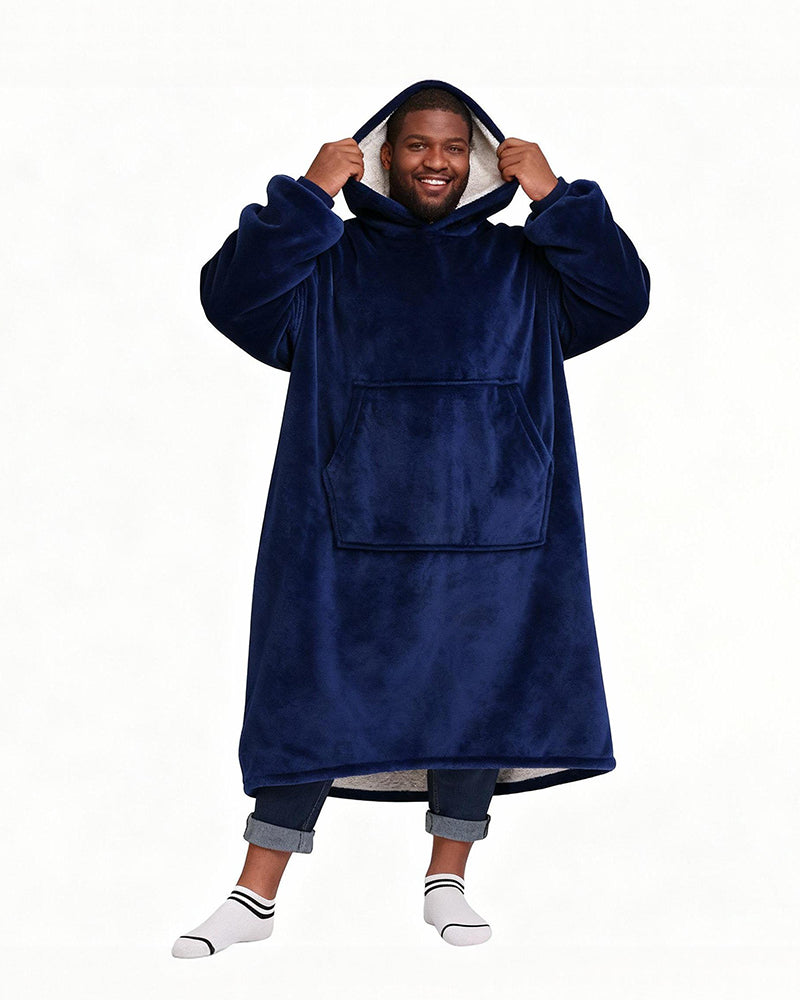 Long Lazy Pullover TV Blanket Flannel Hooded Pajamas