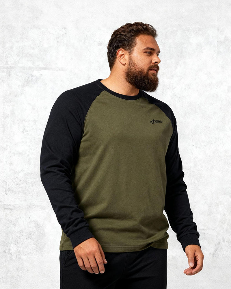 Big & Tall Men's Stitching Raglan Sleeve Long Sleeve Cotton T-shirt L-2XL