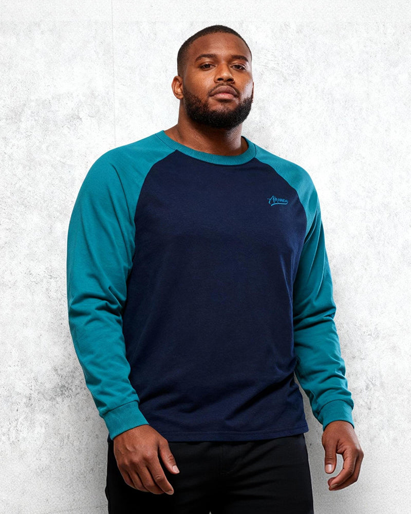 Big & Tall Men's Stitching Raglan Sleeve Long Sleeve Cotton T-shirt L-2XL