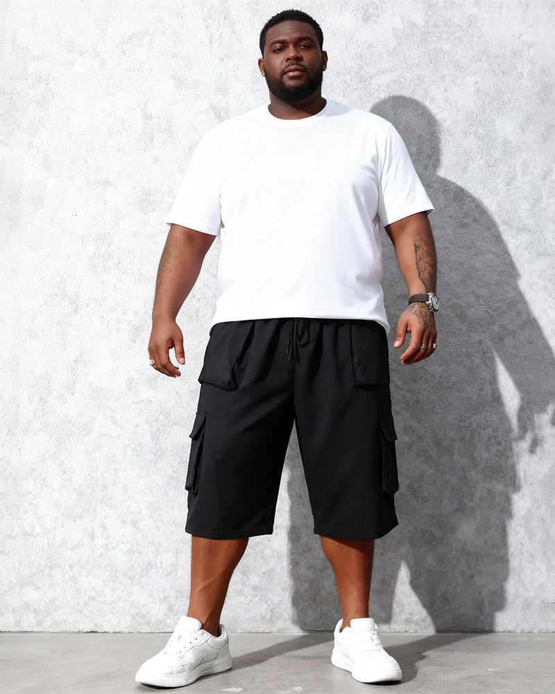 Big & Tall Men's Drawstring Multi-Pocket Loose Casual Claw Pants 7-Point Pants 2XL-6XL