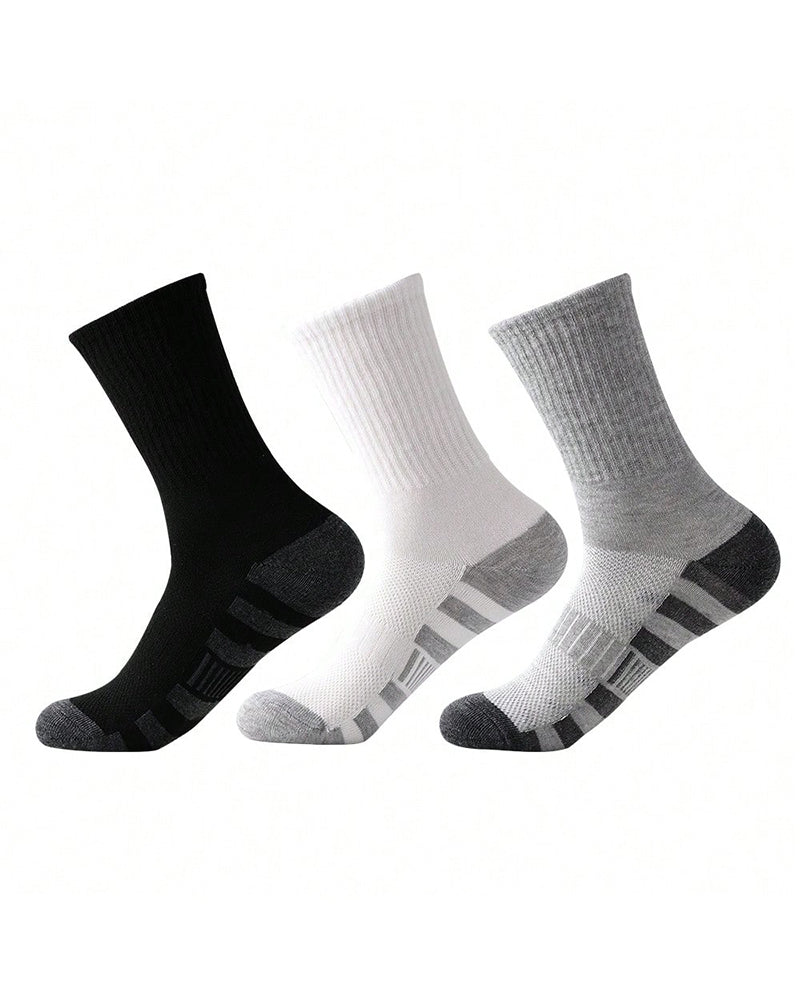 5 Pairs/10 Pairs Men/Women Solid Color Ankle Socks,  Black & White & Grey, Versatile Crew Socks For All Seasons, Fall