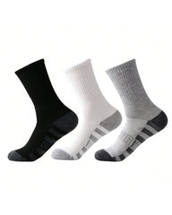 5 Pairs/10 Pairs Men/Women Solid Color Ankle Socks,  Black & White & Grey, Versatile Crew Socks For All Seasons, Fall