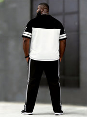 Big & Tall Men's Black And White Colorblock CHICAGO 67 Printed T-Shirt Pants Set