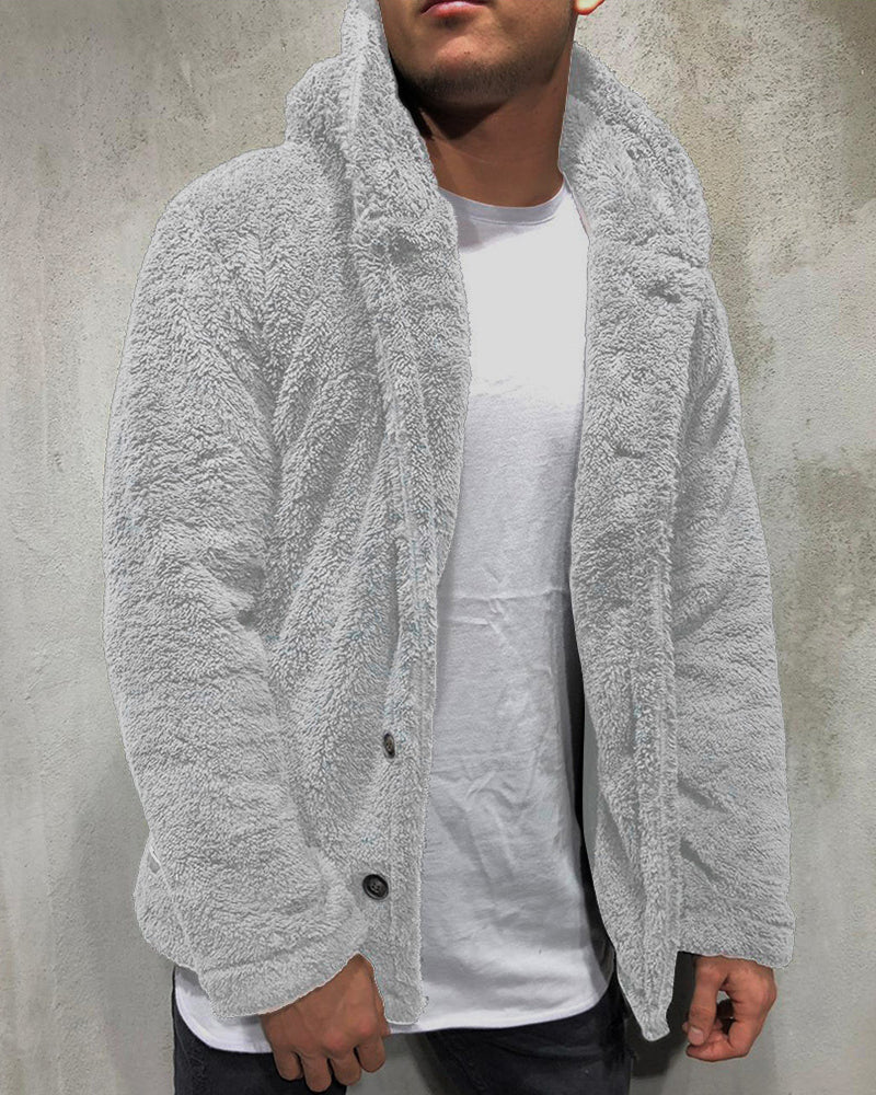 Big & Tall Men's Solid Color Hooded Velvet Jacket Cardigan M-3XL