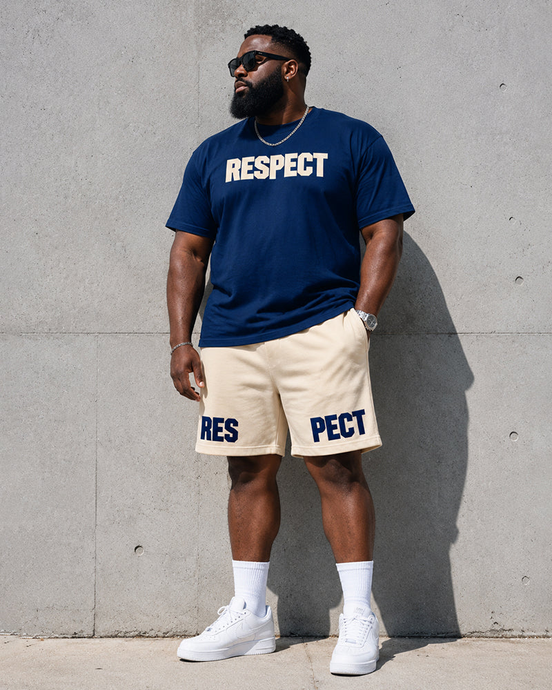 Big & Tall Men's RESPECT Letter-Print Crewneck Short-Sleeve T-Shirt And Shorts Set