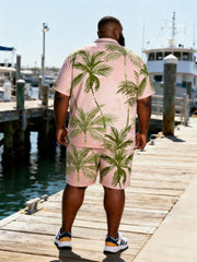 Big & Tall Men's Foundation Coconut Tree Print Short-Sleeve Shirt And Shorts Set