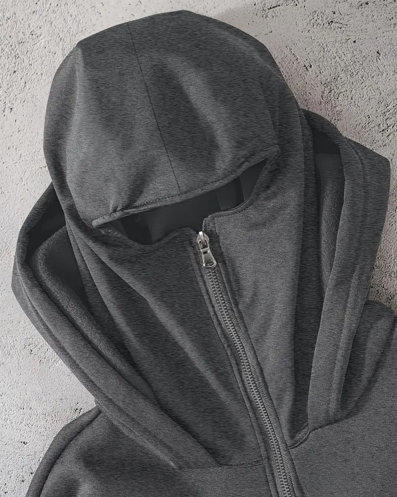 Big & Tall Men's Solid Color Fleece Zipped Double Hood Cardigan Hoodie Sweatshirt