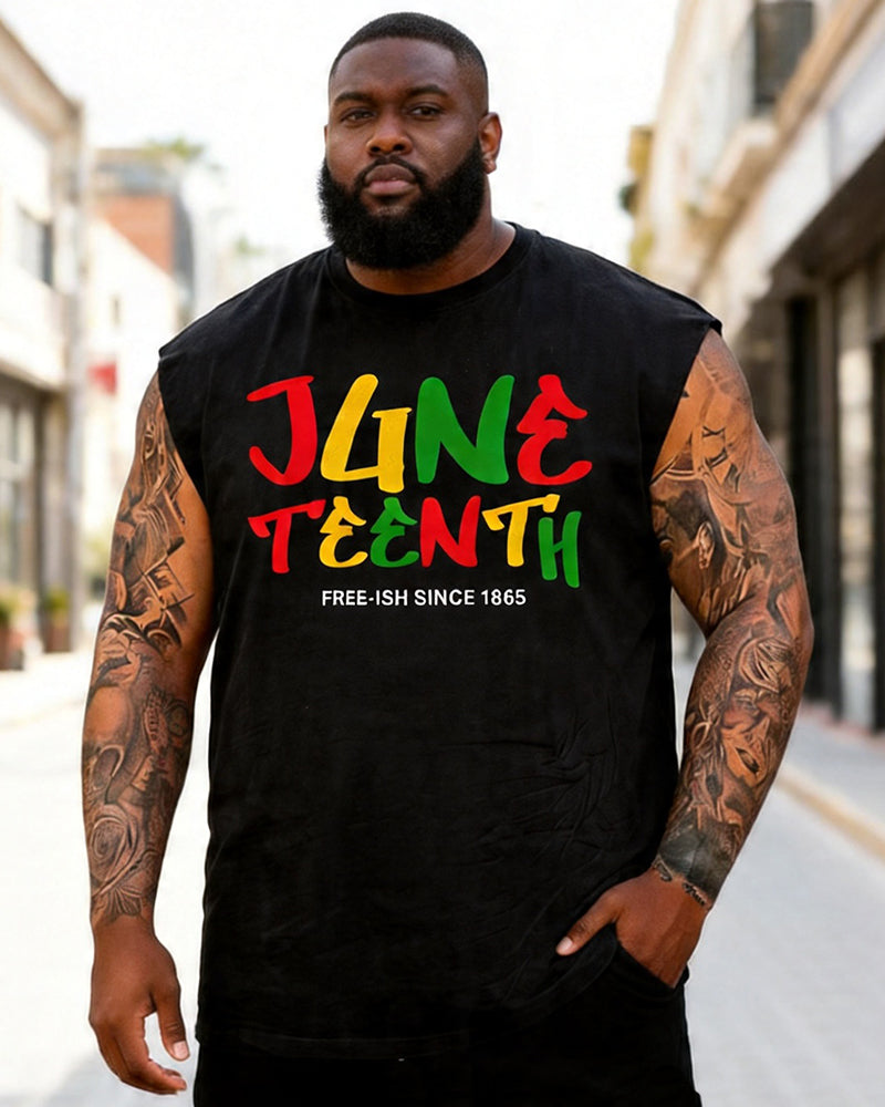 Big & Tall Men's Juneteenth Free 1865 Print Crewneck Sport Vest