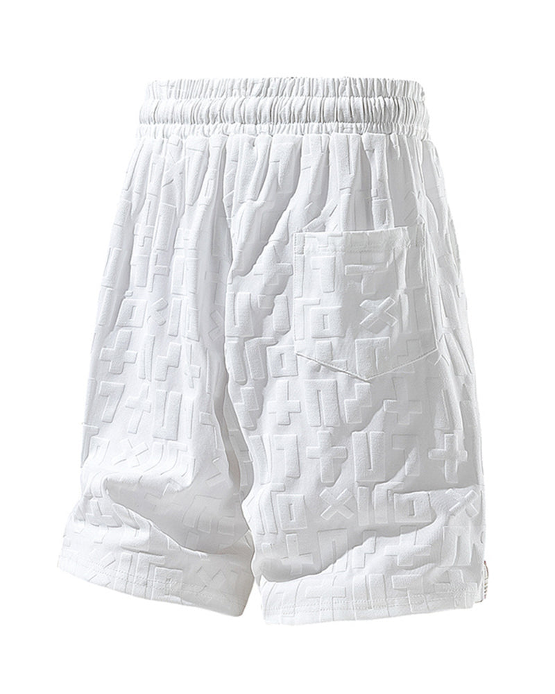 L-9XL Casual Sports Letter Jacquard Plaid Shorts