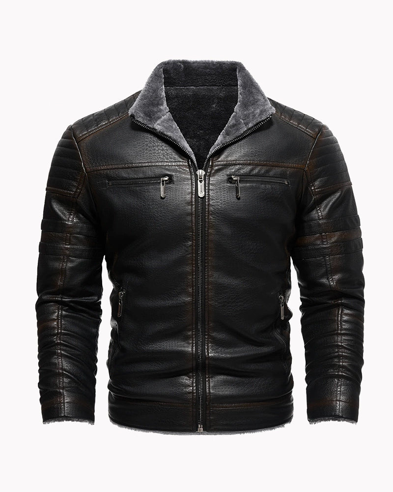 Big & Tall Men's Vintage Faux Leather Thick Vintage Jacket S-3XL