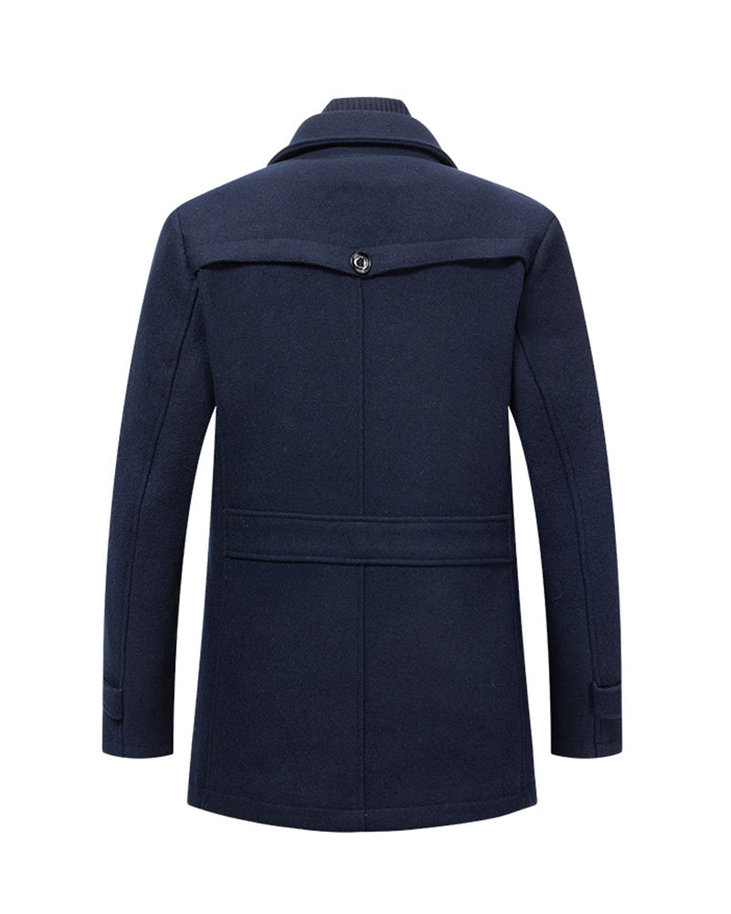 Big & Tall Men's Fashion Double Collar Business Wool Coat M-6XL