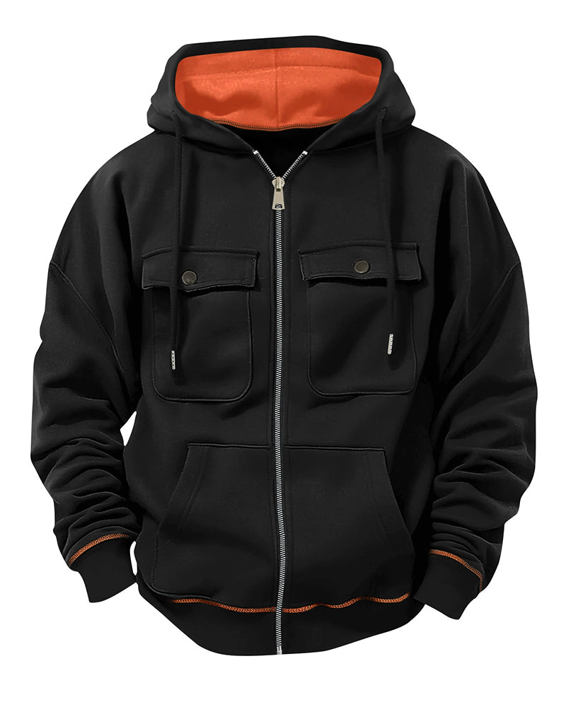 Big & Tall Men's Thickened Zipper Hooded Cardigan S-2XL