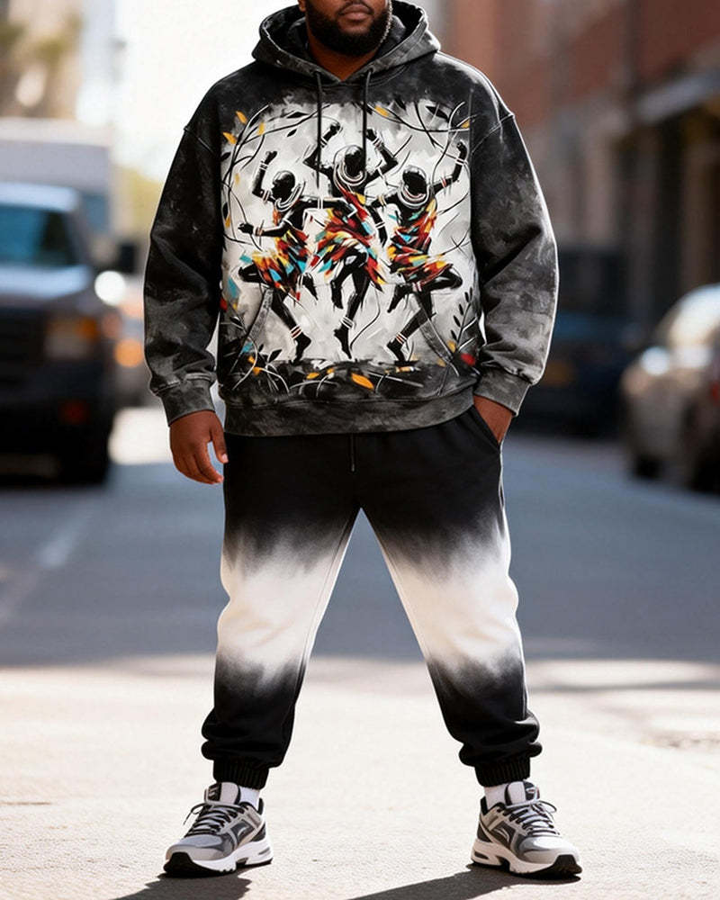 Big & Tall Men's Street Dancer Tie-Dye Gradient Print Hoodie Set