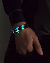 Vintage Volcanic Stone Luminous Cross Bead Bracelet