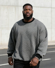 Big & Tall Men's Check Jacquard Crew Neck Pullover Sweater