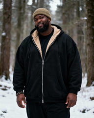 Big & Tall Men's Solid Color Velvet Thickened Zip Cardigan Hoodie