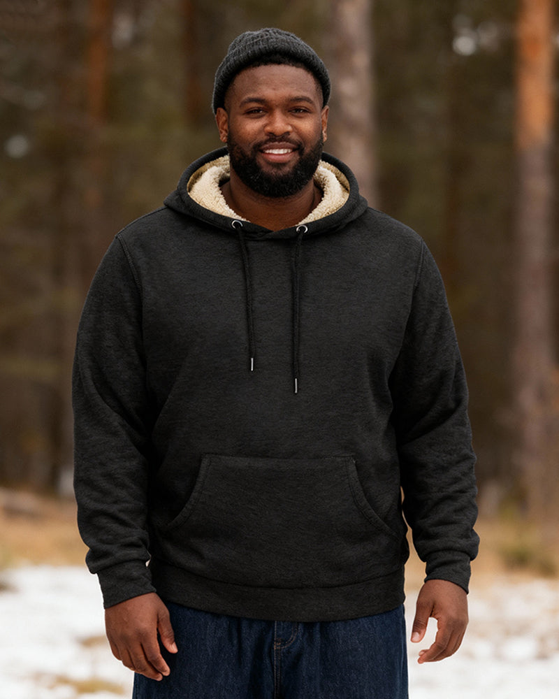 Big & Tall Men's Solid Color Velvet Thickened Hoodie S-3XL