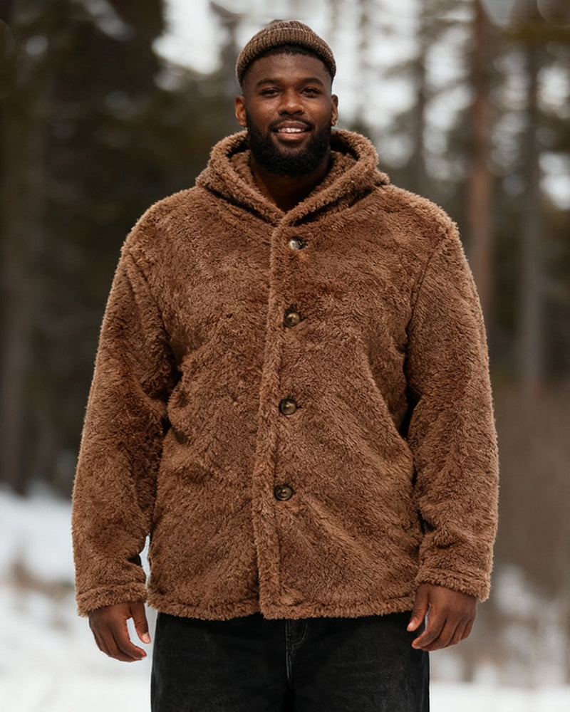 Big & Tall Men's Solid Color Hooded Velvet Jacket Cardigan M-3XL