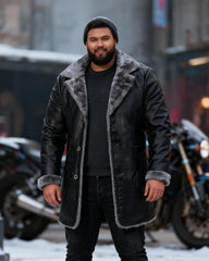 Big & Tall Men's Medium And Long Large Lapel Thickened Leather Suit Jacket S-3XL