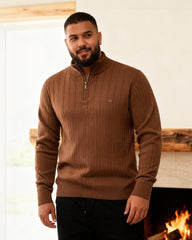 Big & Tall Men's Solid Color Half Zip Collar Knit Sweater S-2XL