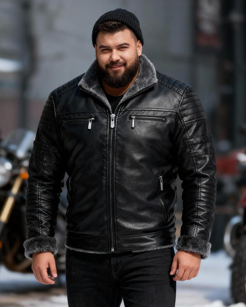 Big & Tall Men's Vintage Faux Leather Thick Vintage Jacket S-3XL