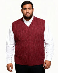 Big & Tall Men's Solid Color Twisted V-neck Knitted Waistcoat S-3XL