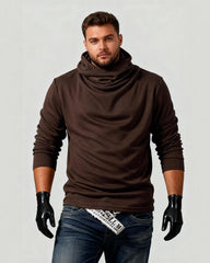 Big & Tall Men's Thin Pile Collar Long Sleeve Base Shirt Simple High Collar T-shirt M-3XL