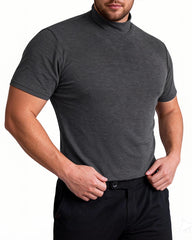 Big & Tall Men's High Neck Solid Color Short Sleeve T-Shirt S-3XL