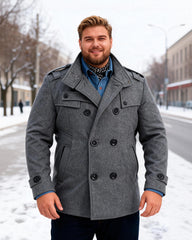 Big & Tall Men's Slim Fit Long Woolen Trench Coat M-4XL