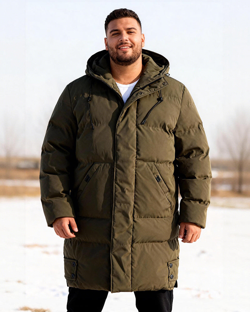 Big & Tall Men's Loose Hooded Padded Medium And Long Coat M-8XL