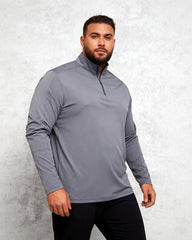 Big & Tall Men's Sunscreen UPF100 Base Shirt Long Sleeve Half Zipper T-shirt S-2XL