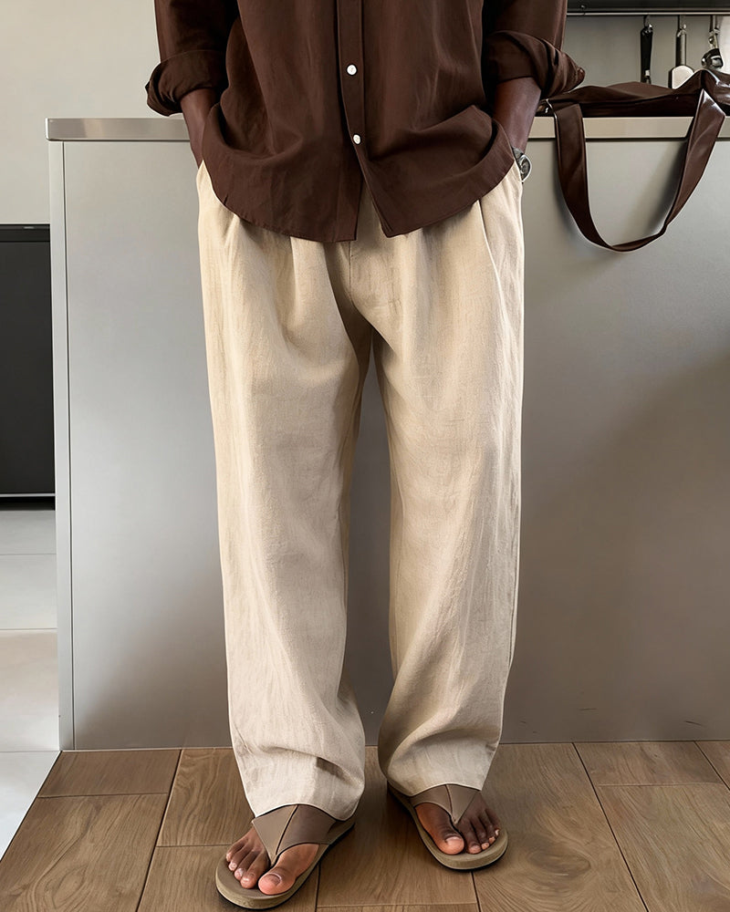 Big & Tall Men's Light Linen Casual Trousers M-2XL