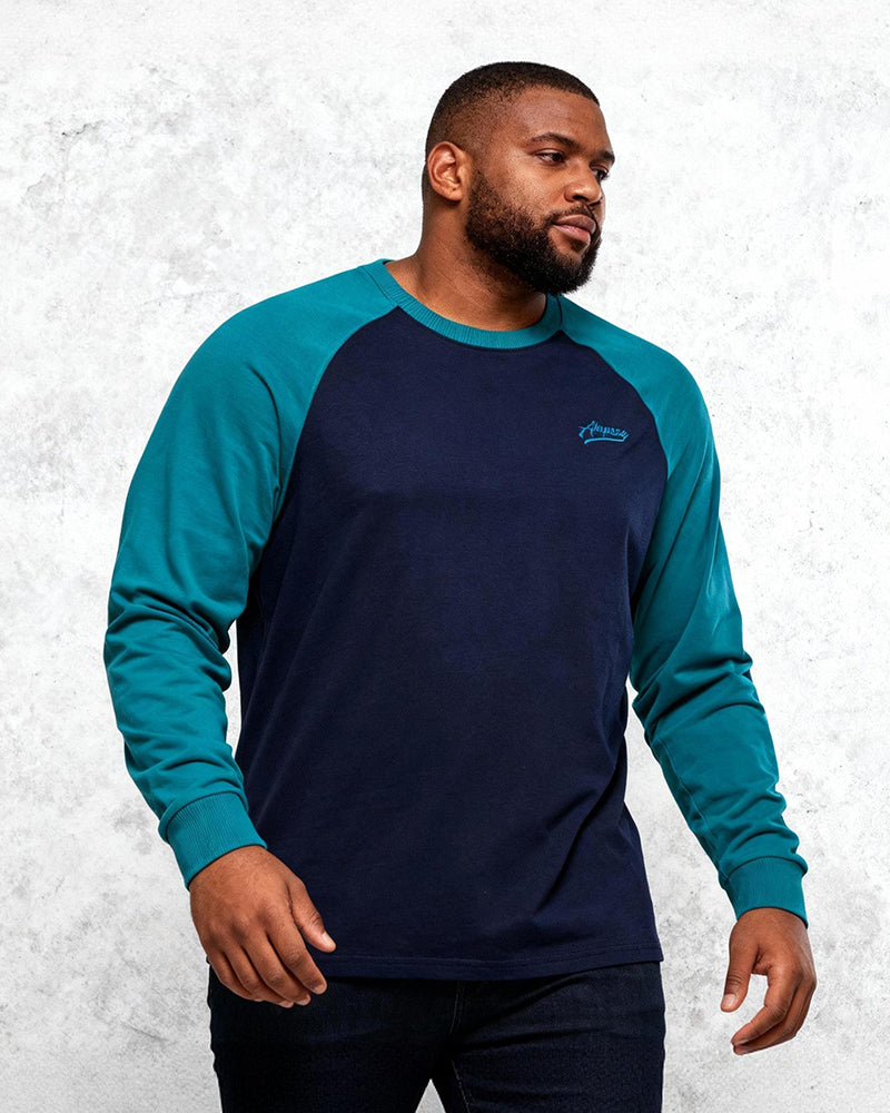 Big & Tall Men's Stitching Raglan Sleeve Long Sleeve Cotton T-shirt L-2XL
