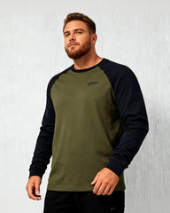 Big & Tall Men's Stitching Raglan Sleeve Long Sleeve Cotton T-shirt L-2XL