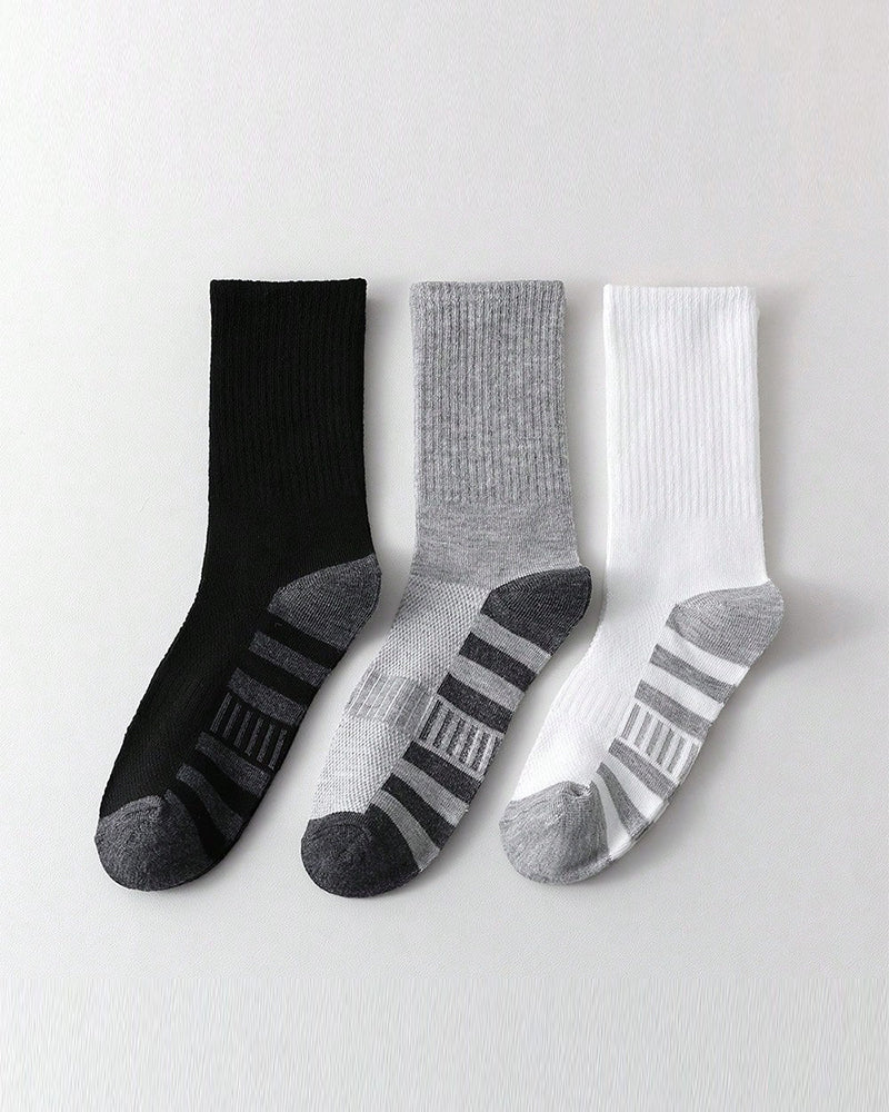 5 Pairs/10 Pairs Men/Women Solid Color Ankle Socks,  Black & White & Grey, Versatile Crew Socks For All Seasons, Fall