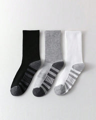 5 Pairs/10 Pairs Men/Women Solid Color Ankle Socks,  Black & White & Grey, Versatile Crew Socks For All Seasons, Fall