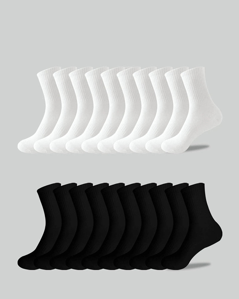 5 Pairs/10 Pairs Men/Women Solid Color Ankle Socks,  Black & White & Grey, Versatile Crew Socks For All Seasons, Fall