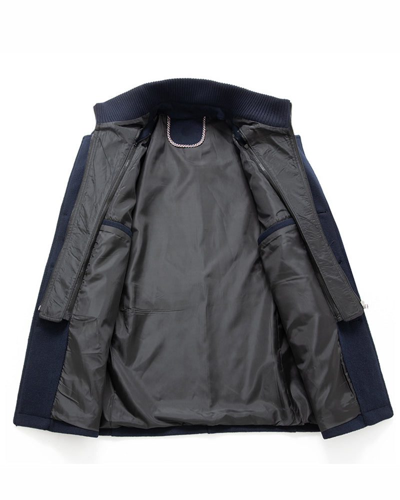 Big & Tall Men's Fashion Double Collar Business Wool Coat M-6XL