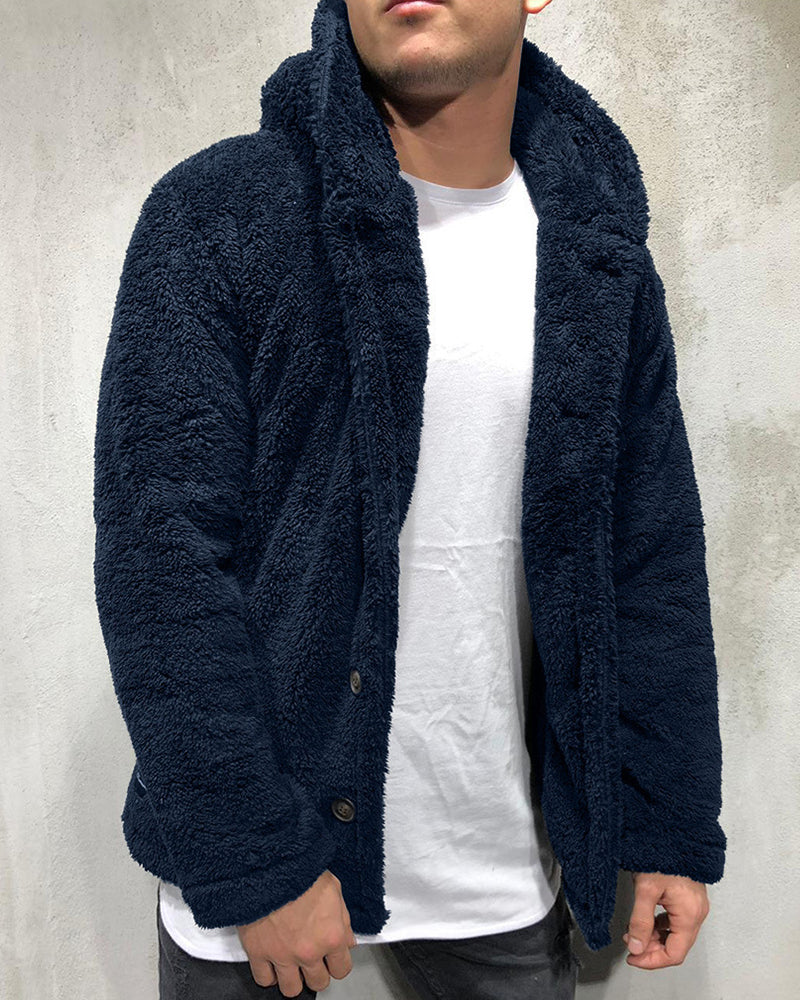 Big & Tall Men's Solid Color Hooded Velvet Jacket Cardigan M-3XL