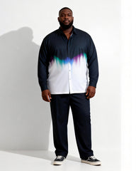 Big & Tall Men's Vintage Check Contrast Printed Long Sleeve Shirt Trousers Set