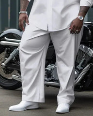 Big & Tall Men's Kent Cloth Patchwork Printed Long Sleeve Shirt Pants Set