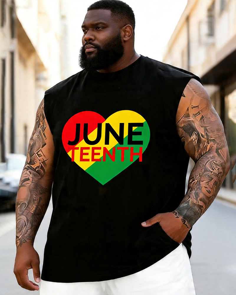 Big & Tall Men's Juneteenth Love Contrast Printed Crewneck Sport Vest