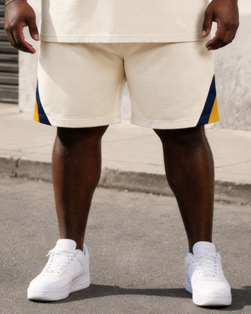 Big & Tall Men's Highway 66 Centennial Yellow Label Shield Printed Crewneck Short Sleeve T-Shirt Shorts Set