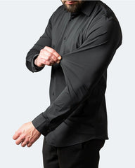 Four-sided Stretch Non-ironing Men's Long-sleeved Shirt Sericized Vertical Shirt