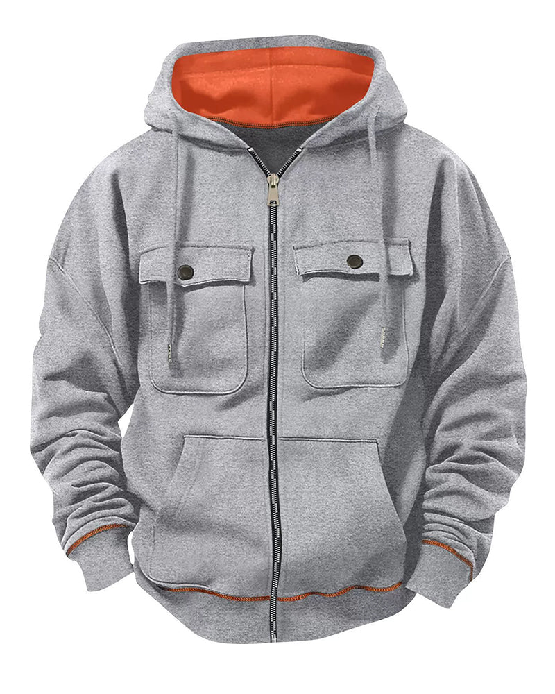 Big & Tall Men's Thickened Zipper Hooded Cardigan S-2XL