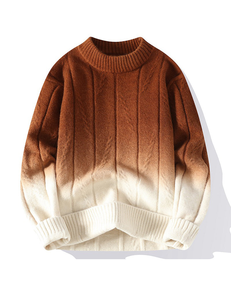 Big & Tall Men's Autumn And Winter New Gradient Sweater Long Sleeve Sweater