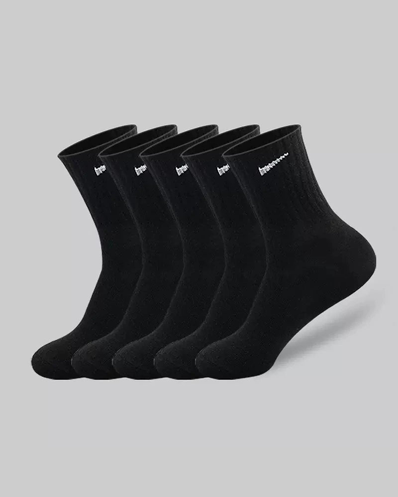5 Pairs/10 Pairs Men/Women Solid Color Ankle Socks, Black & White & Grey, Versatile Crew Socks For All Seasons, Fall