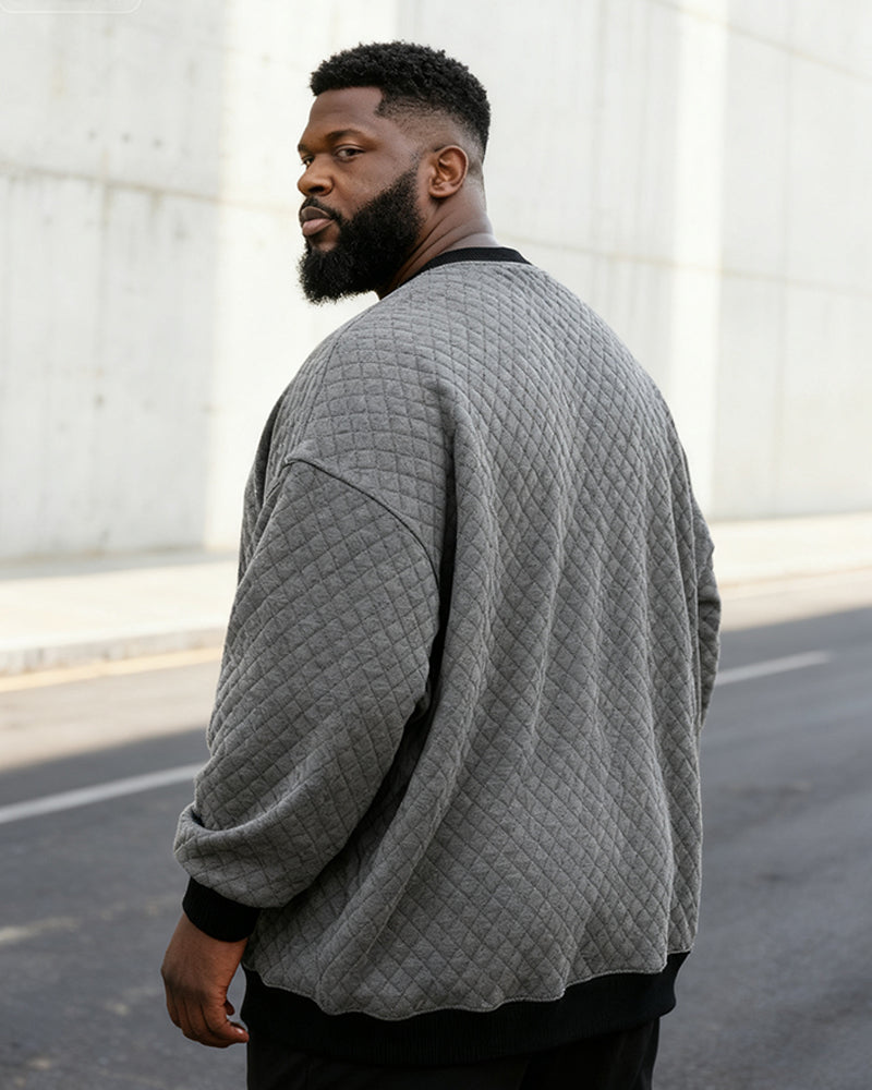 Big & Tall Men's Check Jacquard Crew Neck Pullover Sweater