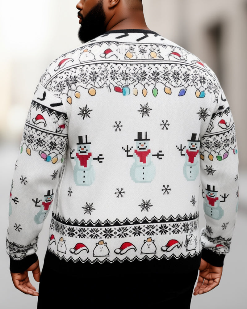 Big & Tall Men's Christmas Capybara Graffiti-Print Crewneck Ugly Sweater