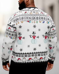 Big & Tall Men's Christmas Capybara Graffiti-Print Crewneck Ugly Sweater